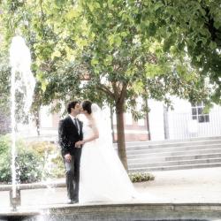 Couple by fountain